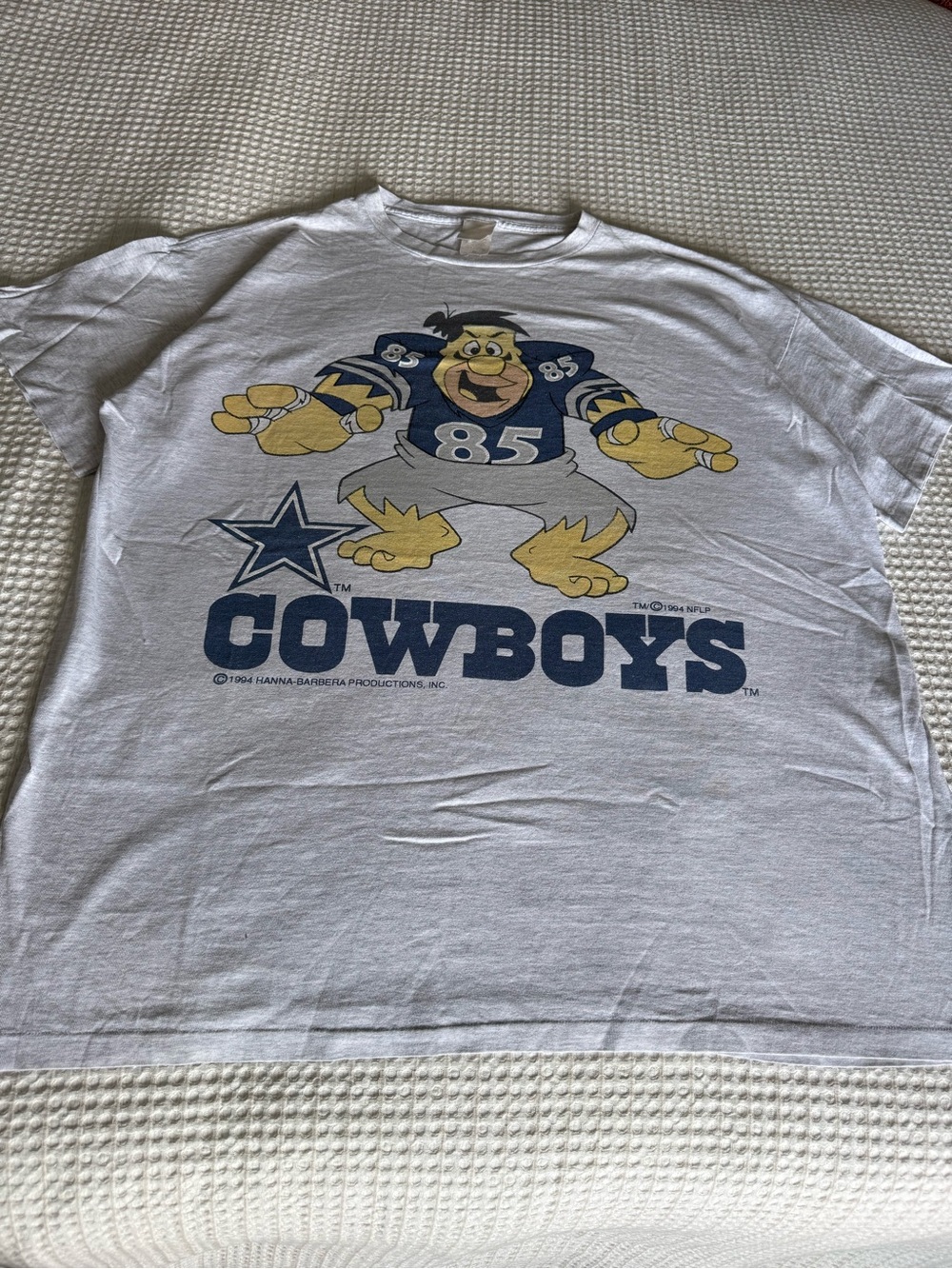 Rare vintage 1994 Flintstones Dallas Cowboys NFL Graphic T-Shirt single stitch - Picture 3 of 9